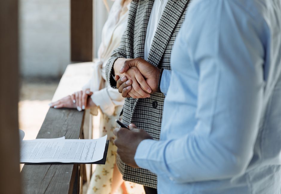 Real estate property deal handshake